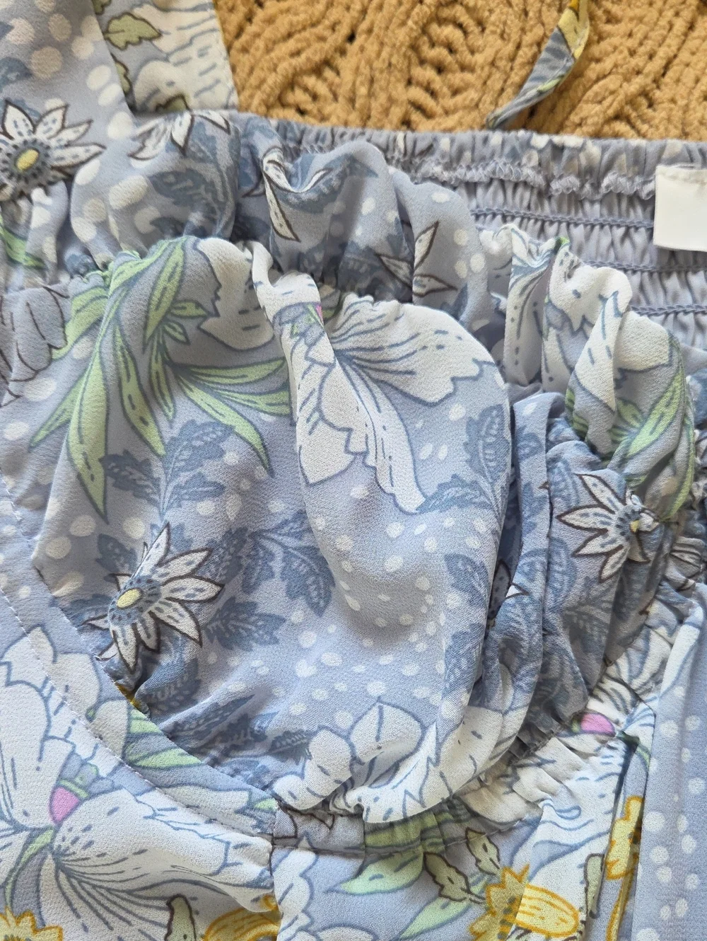 ASTR the Label Clairemont Floral Puff-Sleeve Peplum Coquette Top - Size L